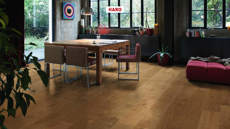 HARO 536975_parquet_plaza_複合實木地板-橡木-野性紋理-大廣場板-開放廚房地板推薦