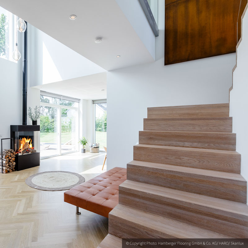 HARO_Parquet-複合實木地板-丹麥-北歐設計風-避暑別墅-原森白橡木533343-L型樓梯